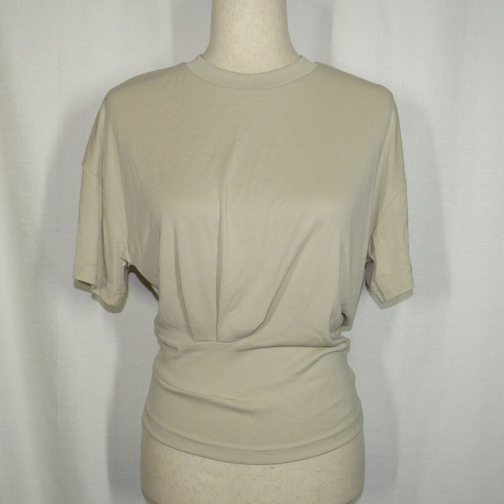 OGL Sandwashed Modal Knit Eco Friendly Soft Stretchy Draped Tee Beige Size Large - Picture 9 of 13